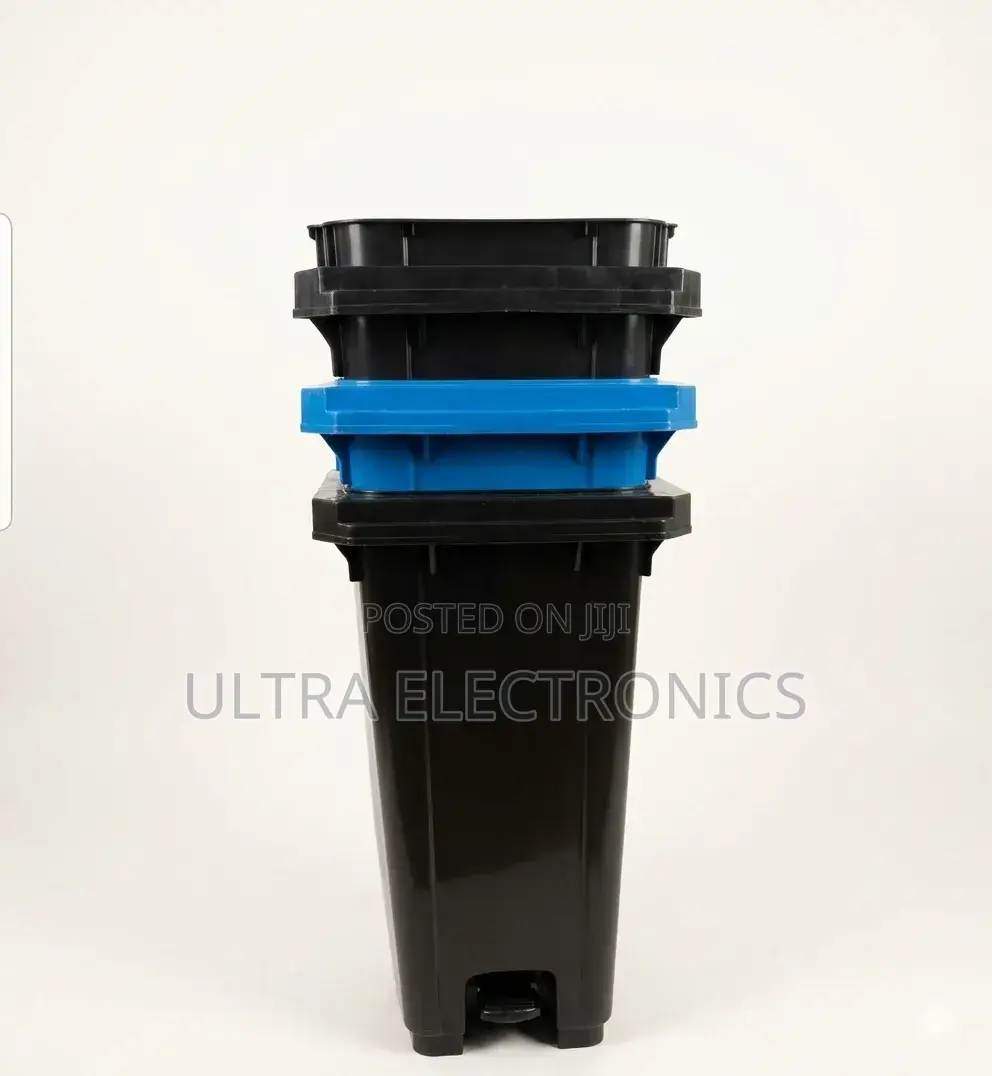 Garbage Black and Blue Plastic Trash Bins or Storage Containers,