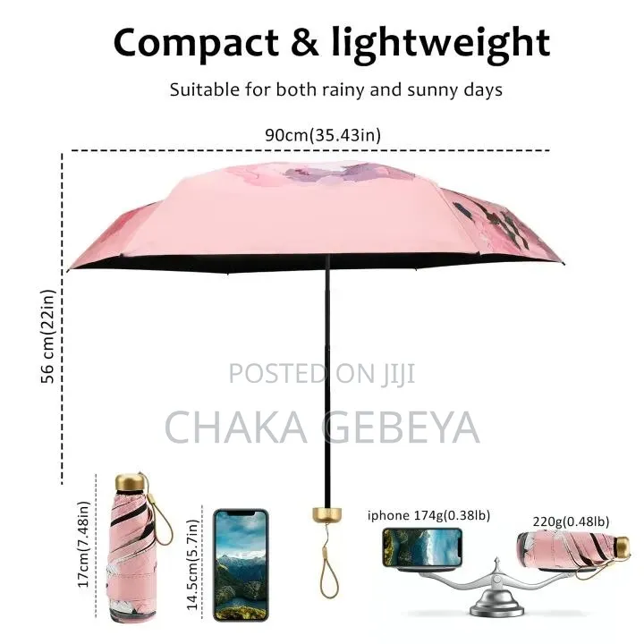 ትንሽ ኪስ ጥላ - Uv Protection, Fits in Bag, Protects From Sun Rain