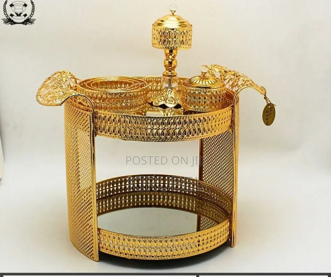Luxury Gold 2-Tier Serving Stand Coffee Set