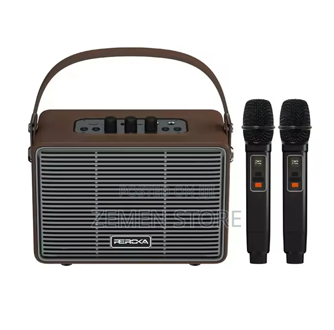 Reroxa Portable Karaoke Speaker With 2 Wireless Mics ካራኦኬ ስፒከር