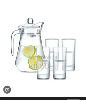 5-Piece Clear Glass Water Pitcher Tumbler Set