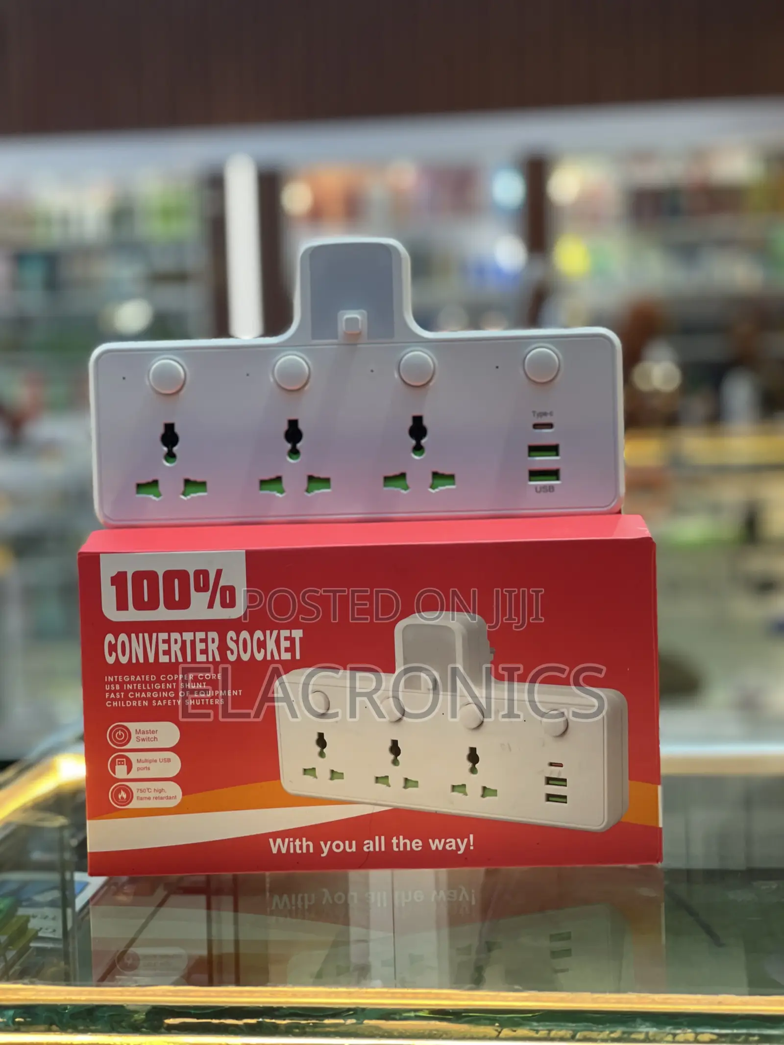 Converter Socket 3 Universal Plug + Usb Type-c Charging Wall Adapter