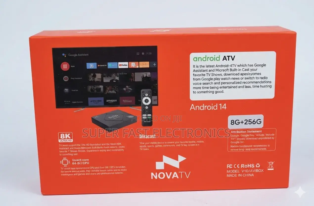 Novatv Android 14 Smart Tv Box – Ultra Hd, 8gb Ram, 256gb Rom,