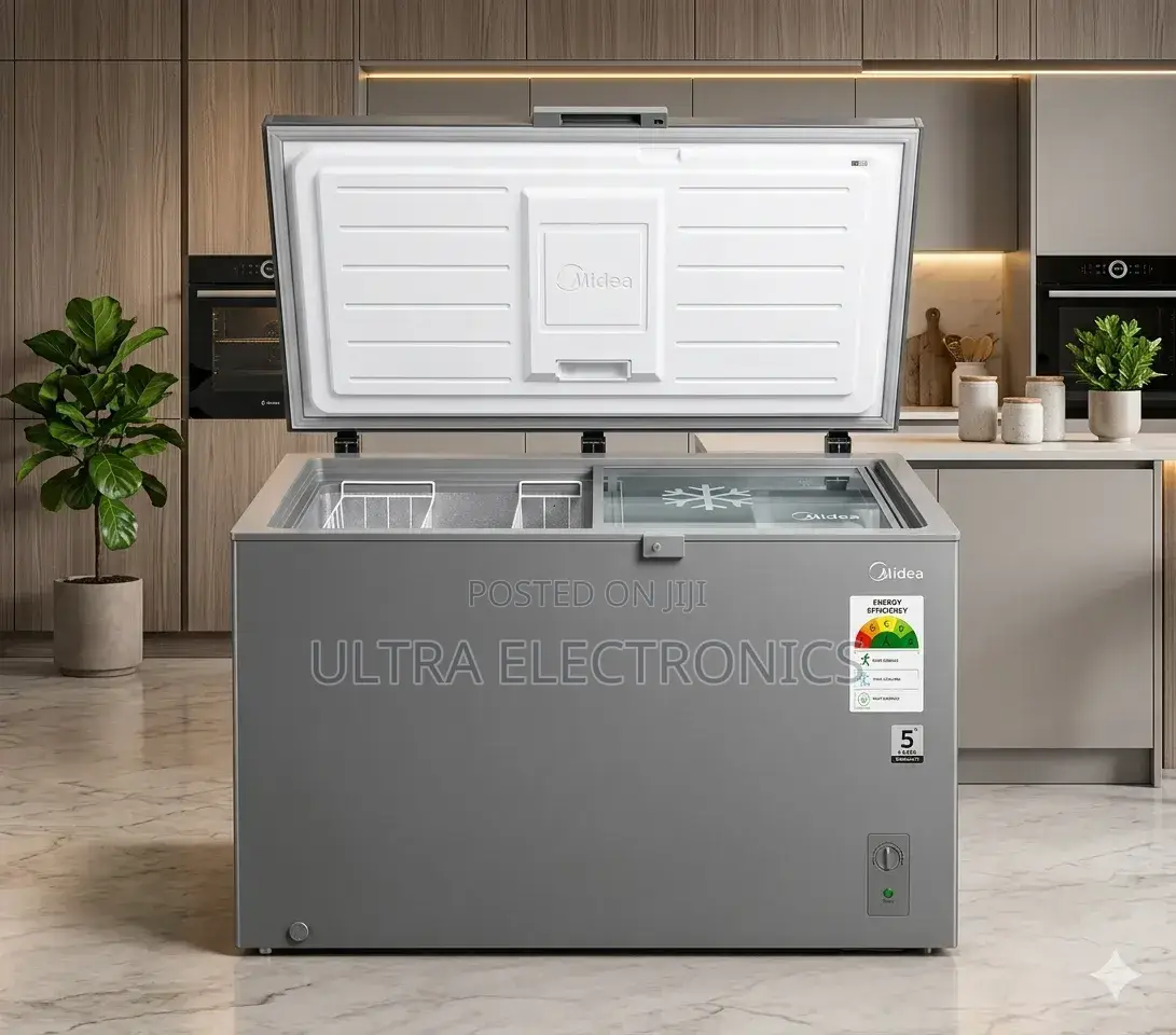 Midea Chest Freezer, Model Mdrc479fzg43, Featuring a Stainless Steel