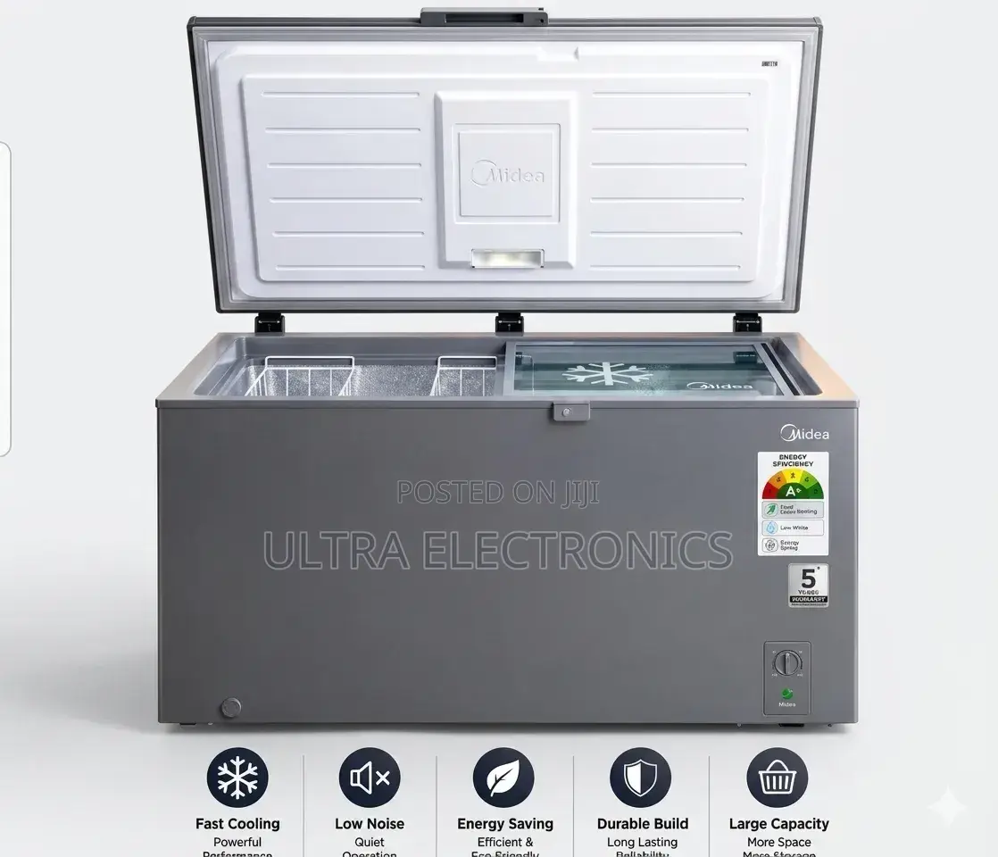 Midea Chest Freezer Features a Modern Gray Finish, a 497l "A+" Energy