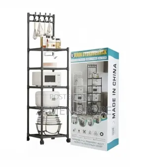 5-Tier Kitchen Organizer Rack With Wheels ሁለገብ የኩሽና ማደራጃ መደርደሪያ
