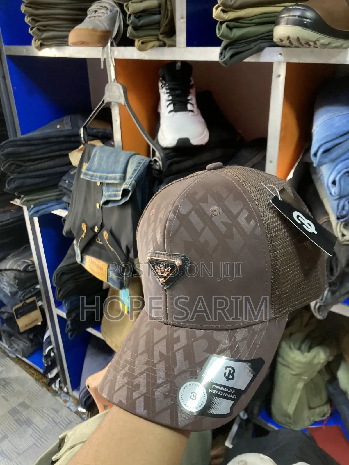 Premium Brown Monogram Metallic Badge Trucker Cap
•