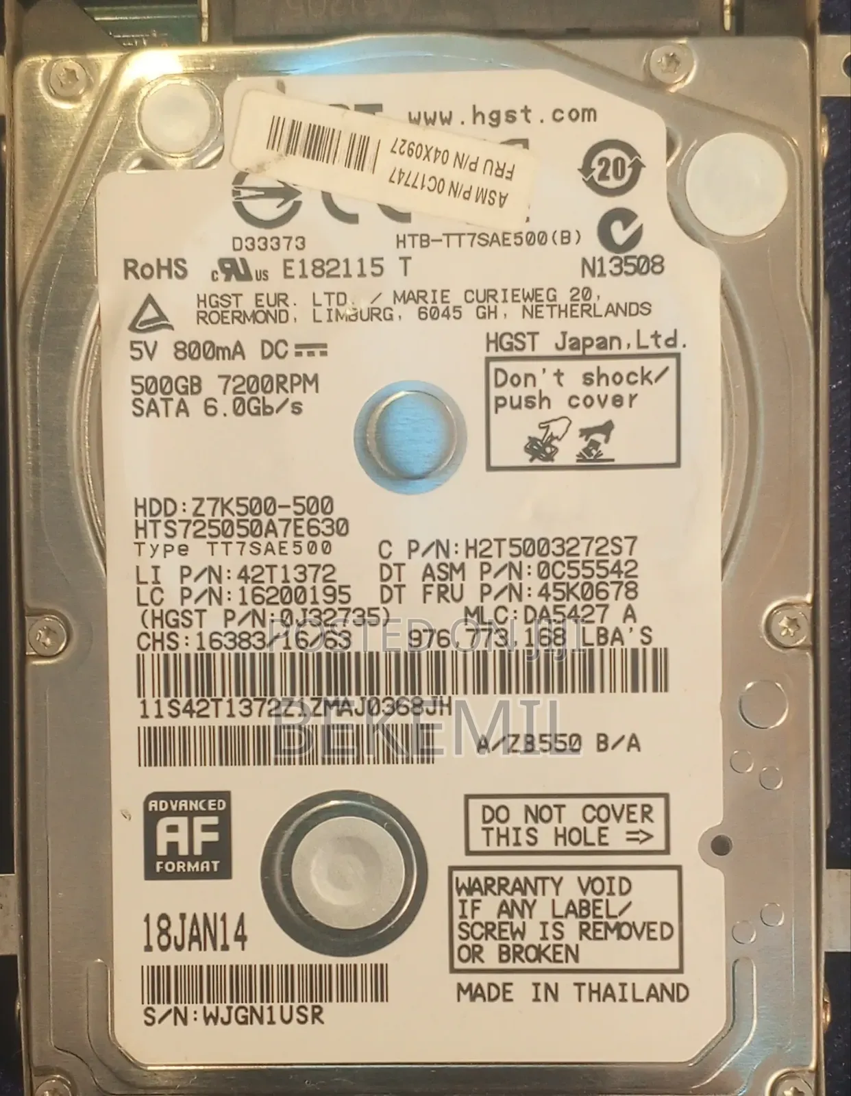 500 Gb Internal Hard Disk for Laptop