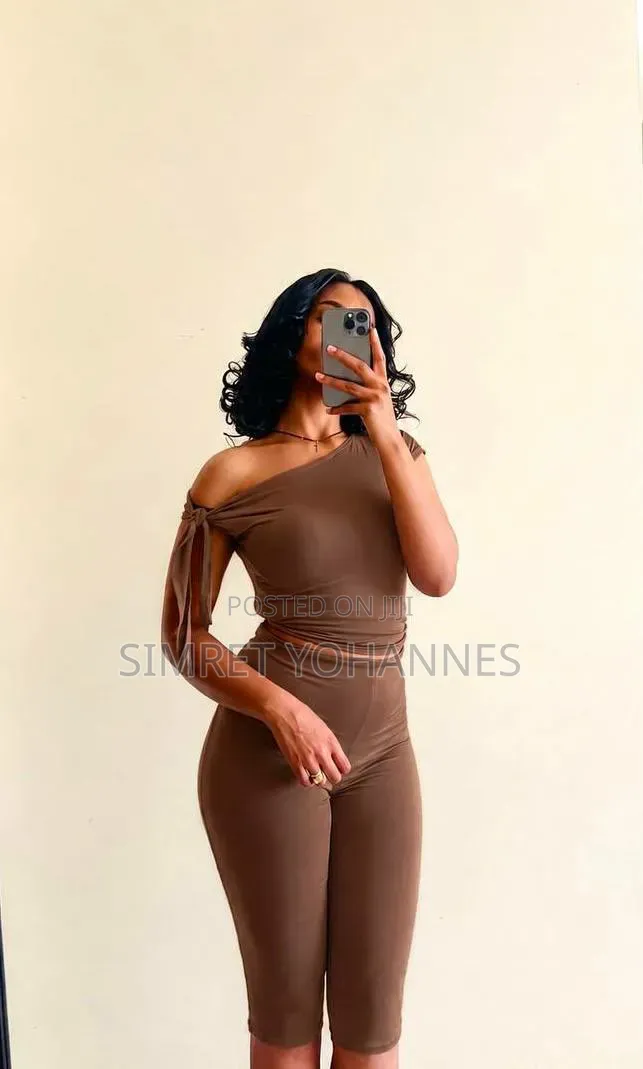 Elegant Mocha One-Shoulder Lounge Set