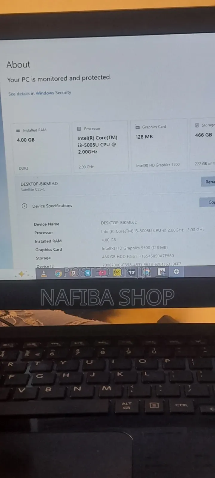 Laptop Toshiba Satellite C50 4GB Intel Core 3 HDD 500GB