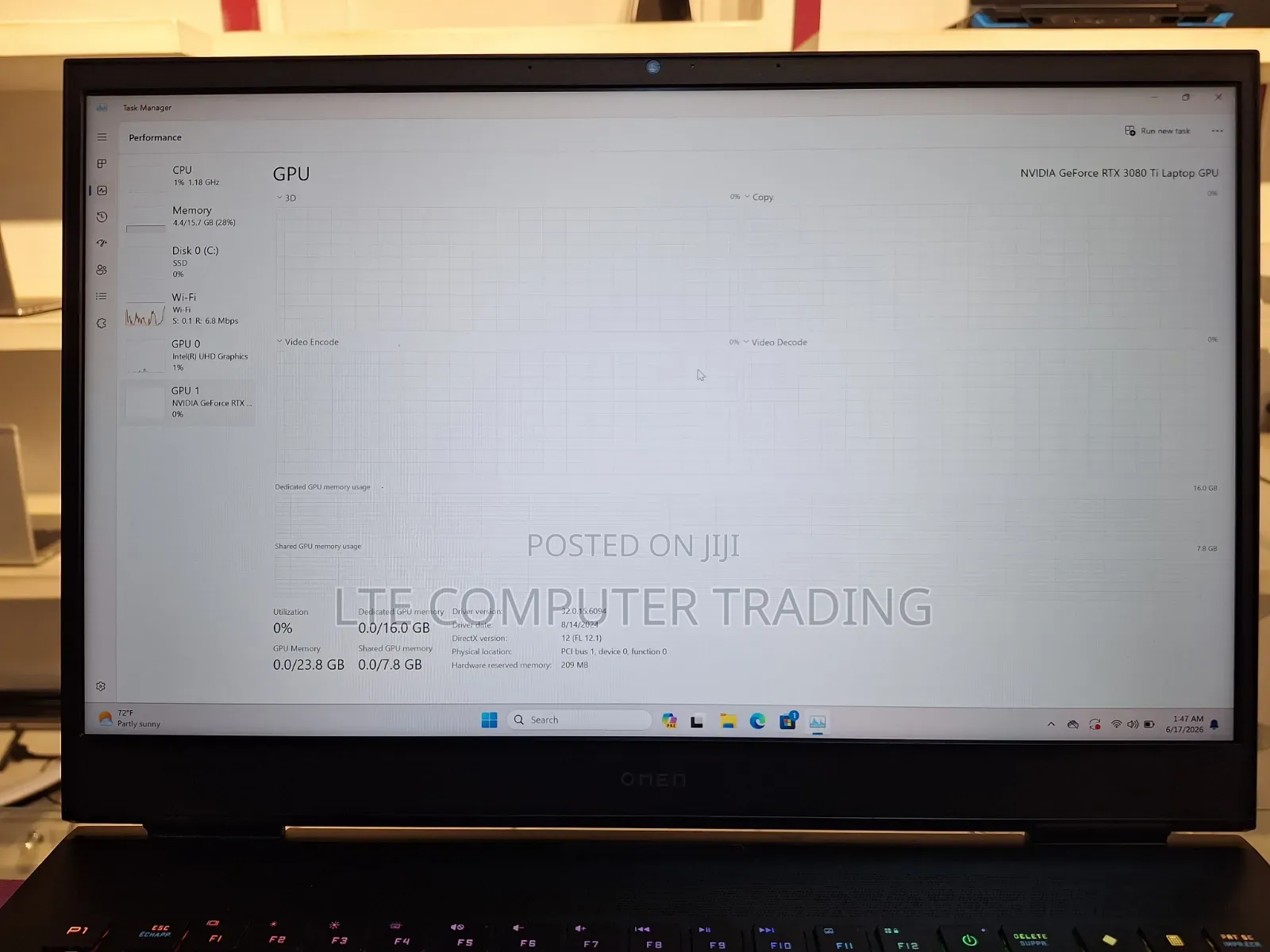 New Laptop HP Omen 17 16GB Intel Core i7 SSD 1T