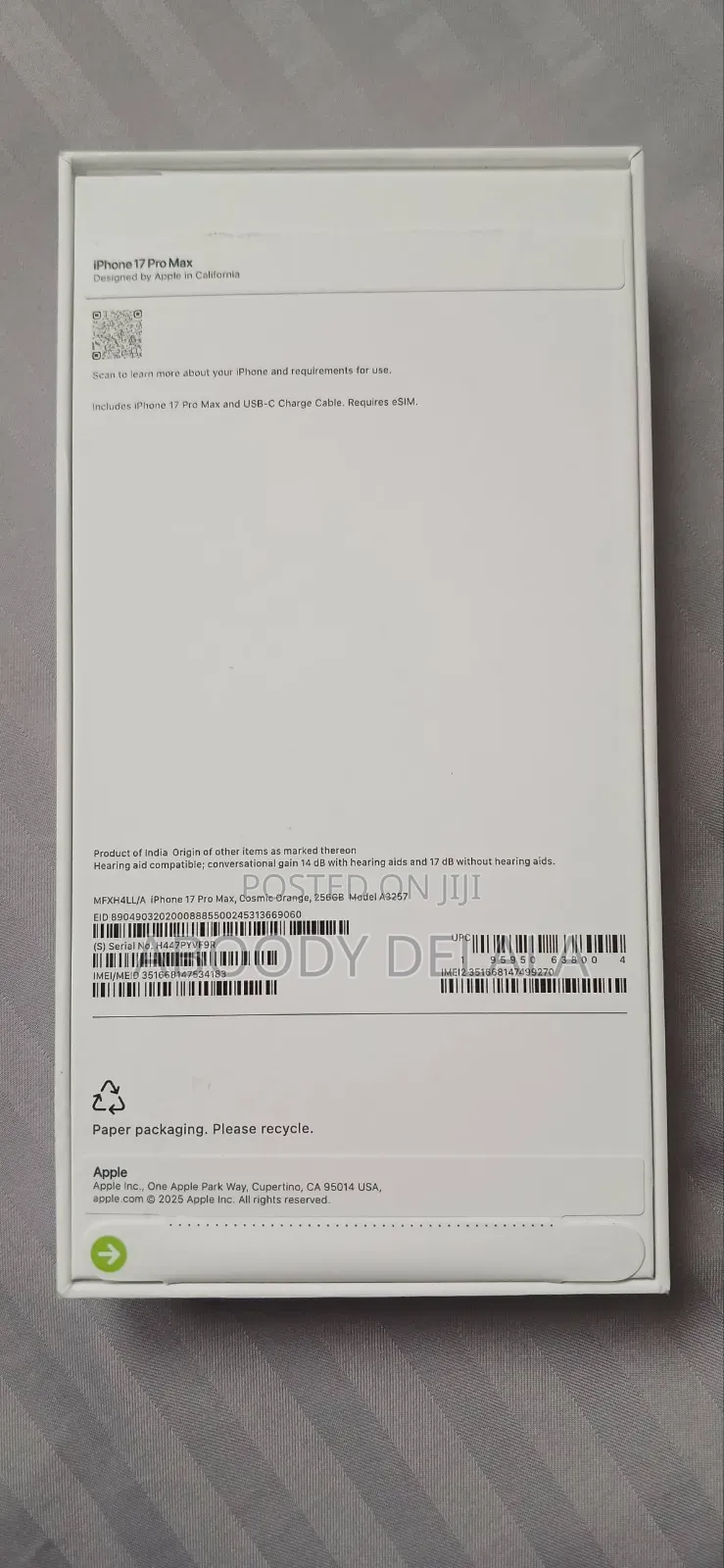 New Apple iPhone 17 Pro Max 256 GB Orange