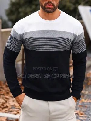 Men's Colorblock Striped Crewneck Sweater