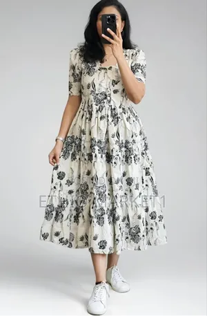 Casual Day Dress Tropical Botanical Bird Print