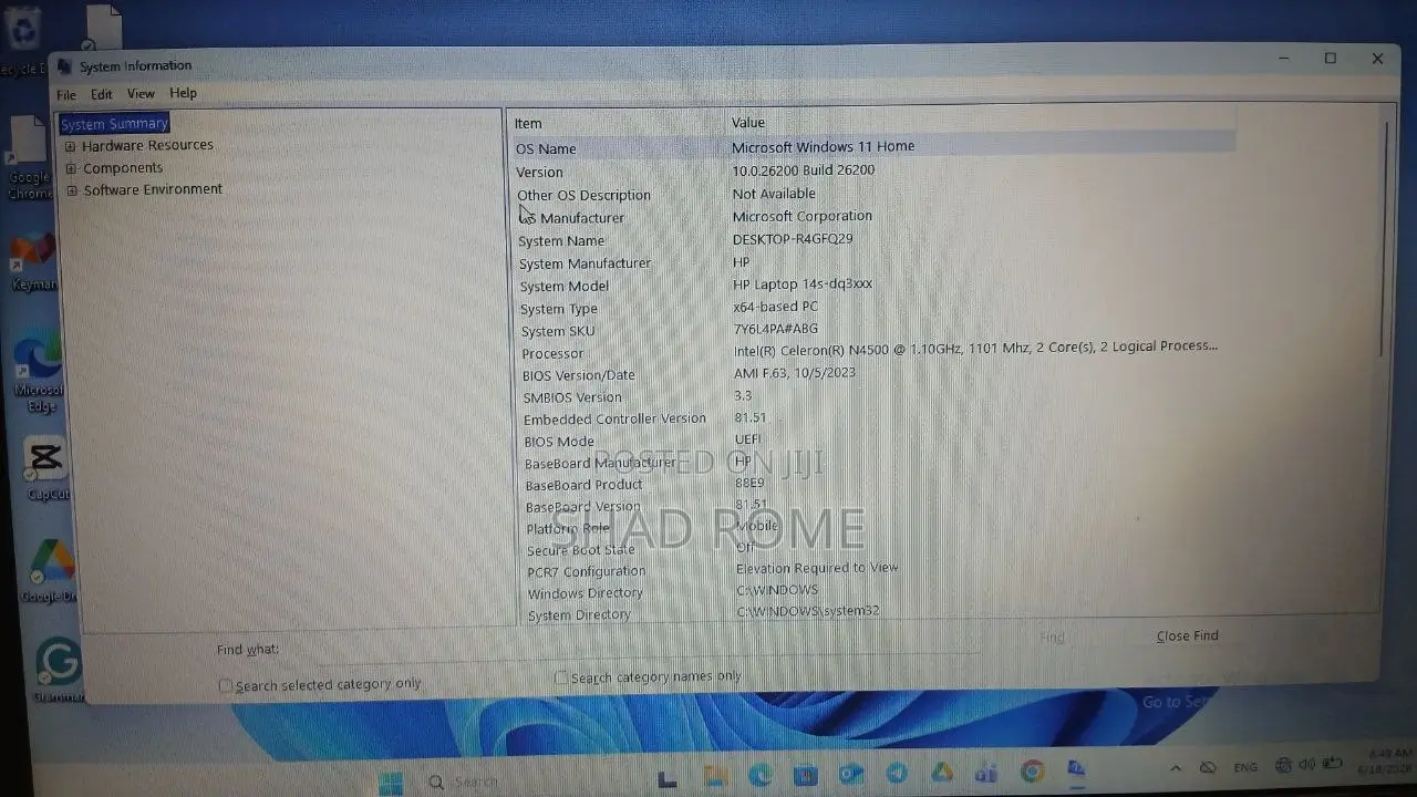Laptop HP 14S 8GB Intel Celeron SSD 256GB