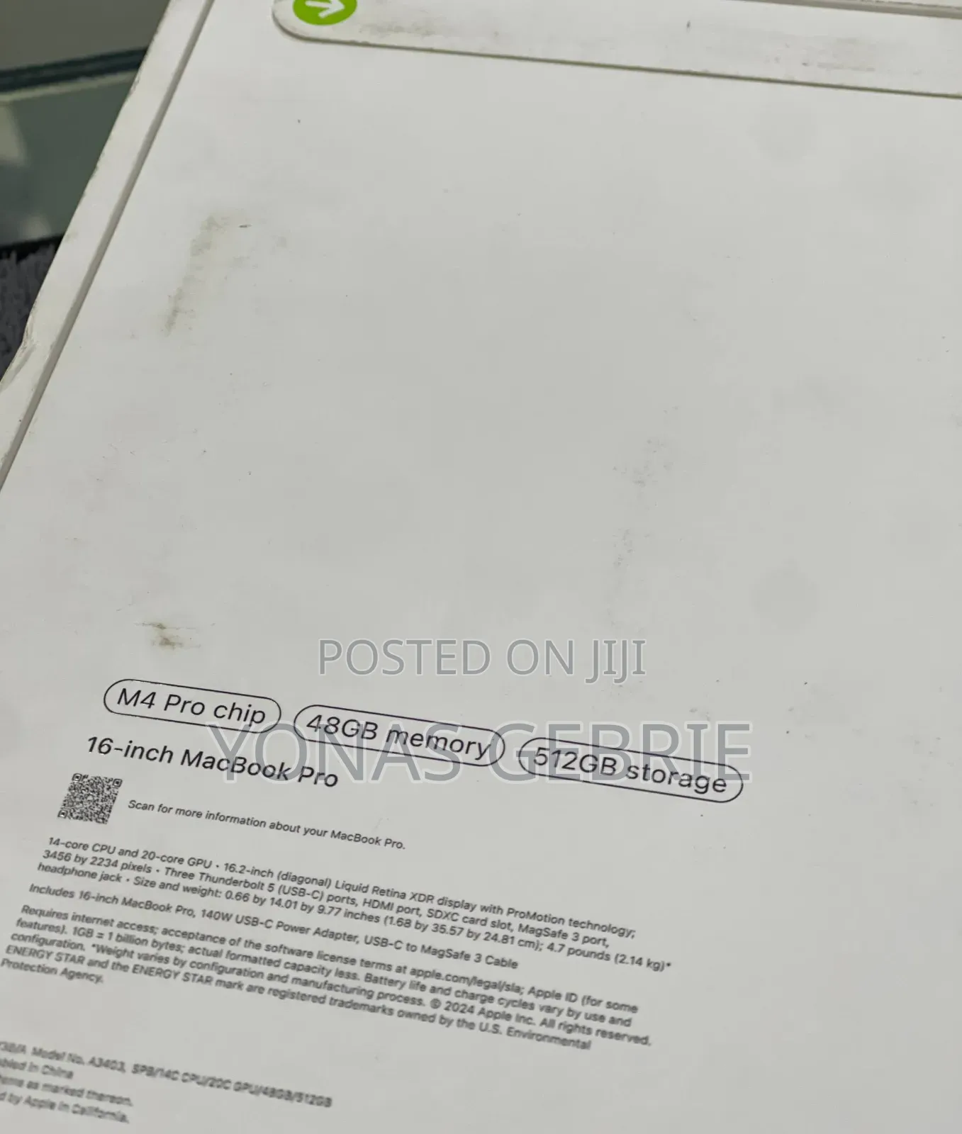 New Laptop Apple MacBook 48GB Apple M4 Pro SSD 512GB