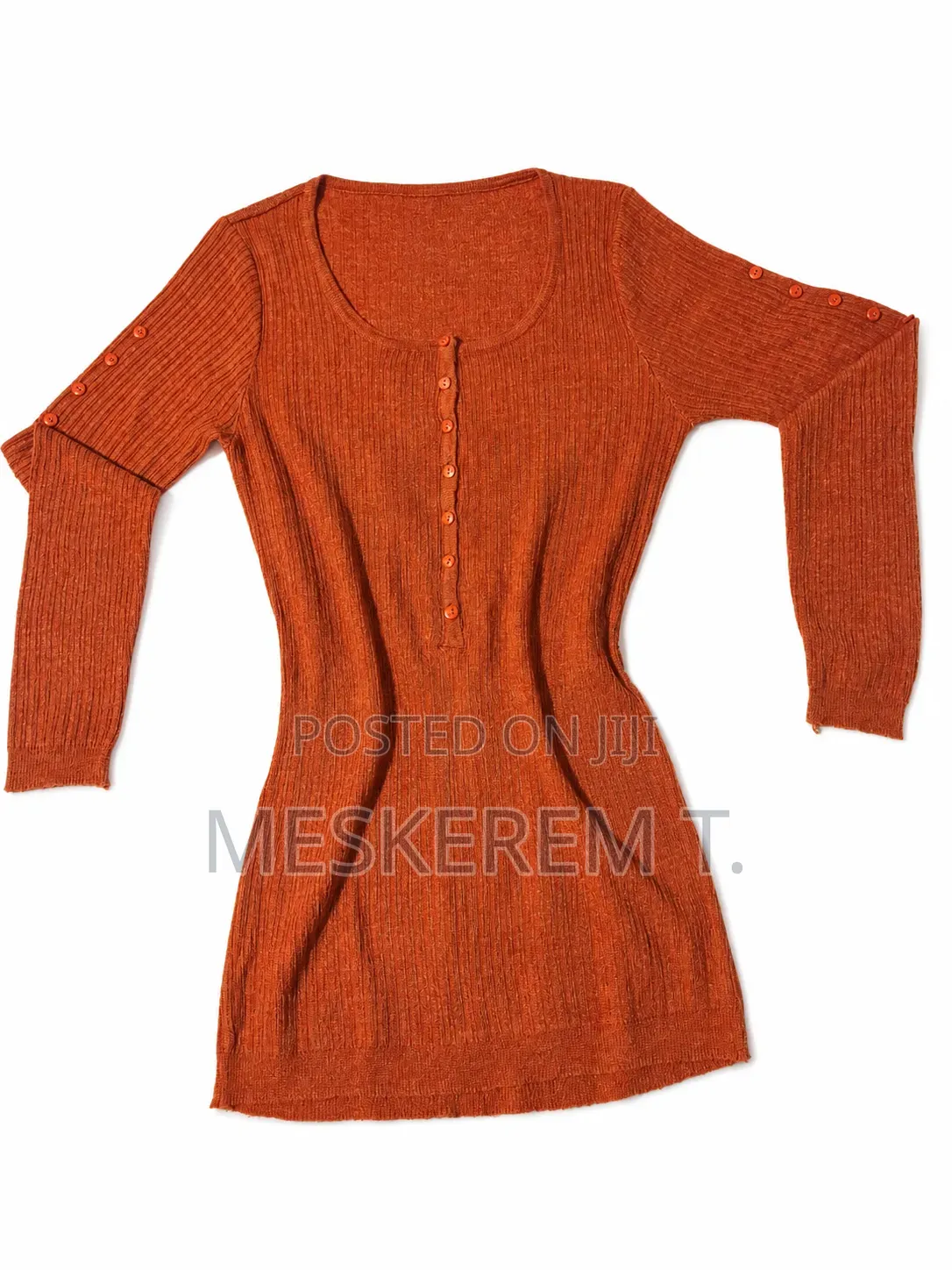 Women's Ribbed Knit Top – Burnt Orange