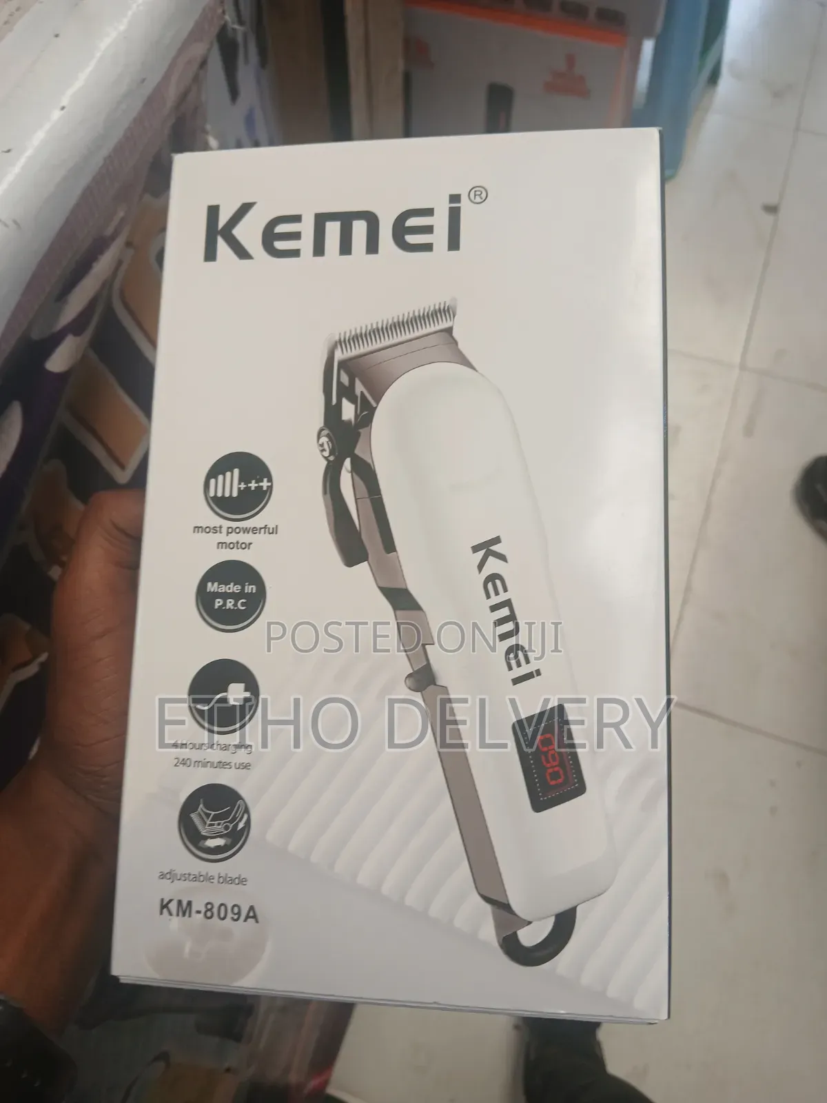 This Kemei Km-809a Professional Hair Clipper Features A White Cordless