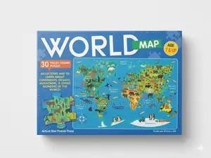 "World Map" የ30 ክፍል ምስል እንቆቅልሽ (Jigsaw) (ከ7 ዓመት በላይ)