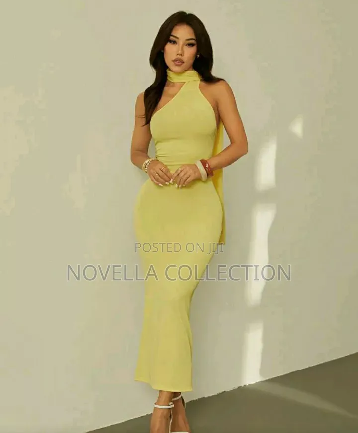 Solid Halter Neck Backless Bodycon Dress Green