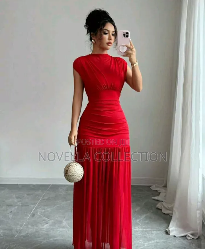 Elegant Summer Red Maxi Dress for Women, Graduation