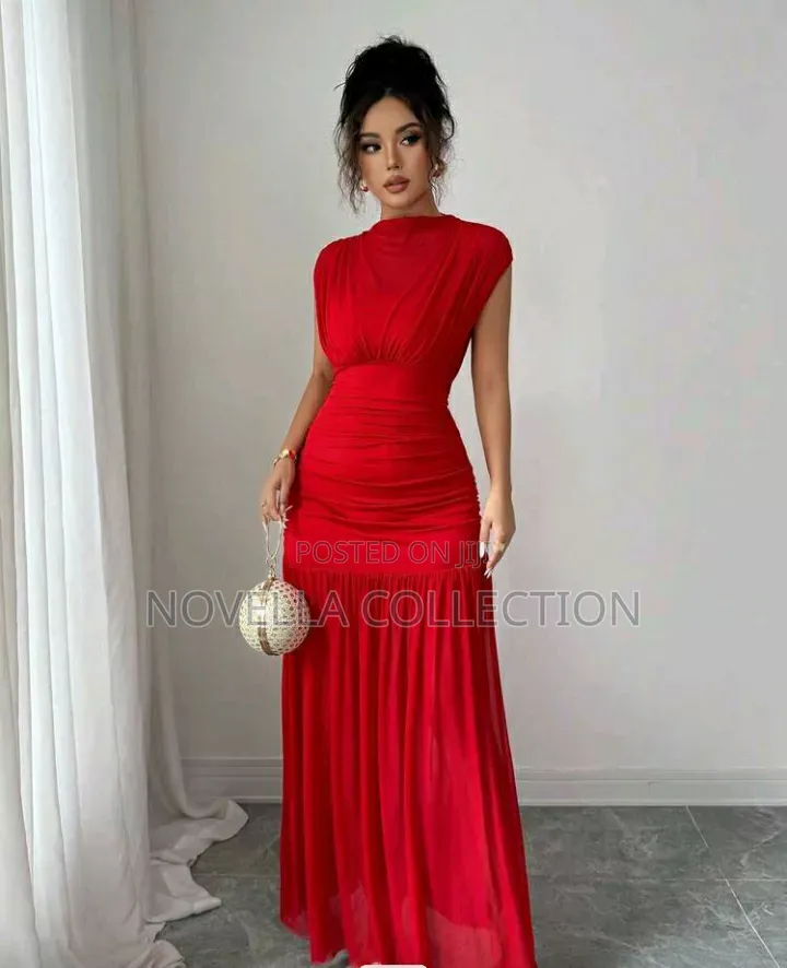 Elegant Summer Red Maxi Dress for Women, Graduation