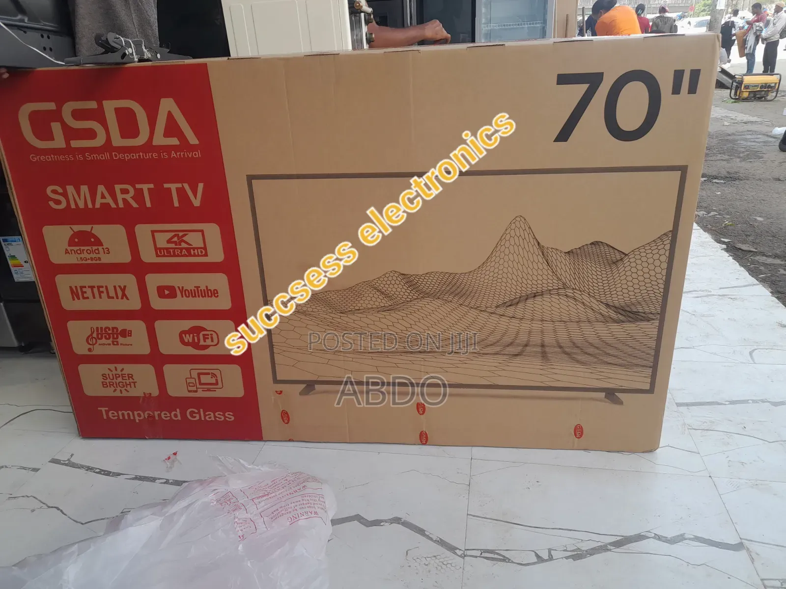 Gsda Smart Tv 70 Inch Andraid Doubel Gelass 2026 Quality Hifi Speak