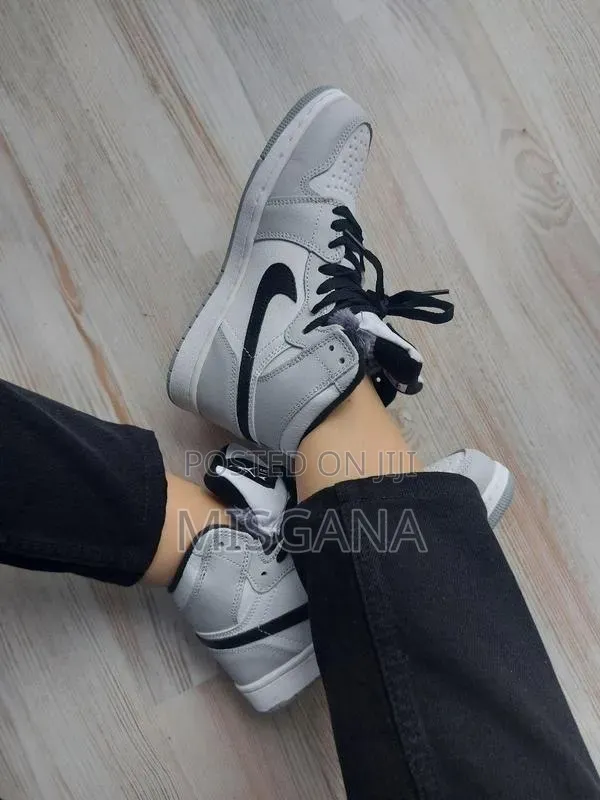 Nike Air Jordan 1 Mid Light Smoke Grey, White, and Black