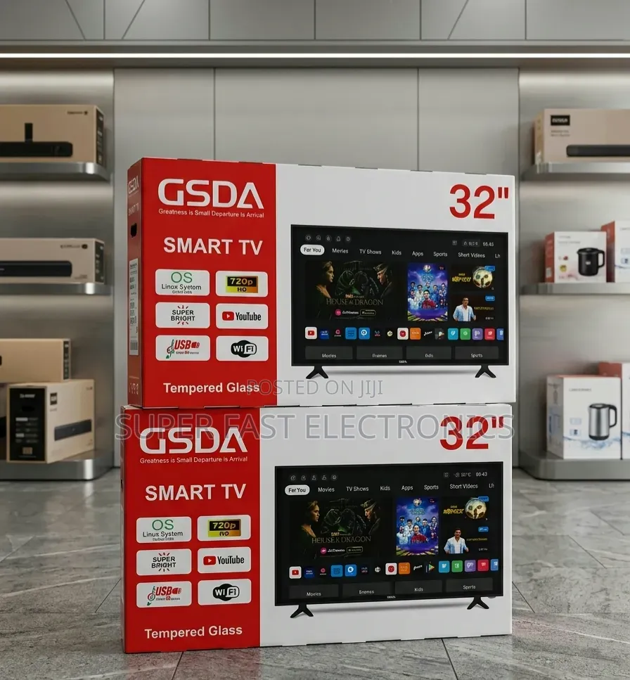 Gsda 32 Inches Tv Smart 720p Led Tv With Tempered Glass (New 2026)