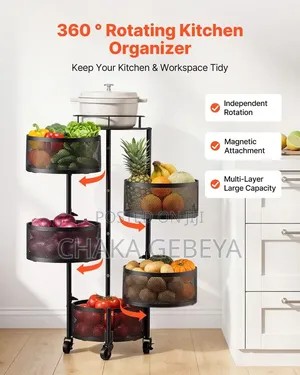 Vegetable Fruit Storage Cart – 5 Tiers, Ventilated Design