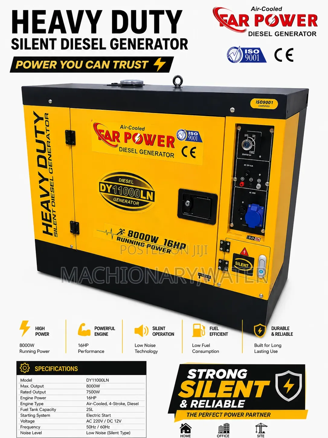 Far Power Air Cooled Diesel Silent Sigle Phasegenerator 8kw