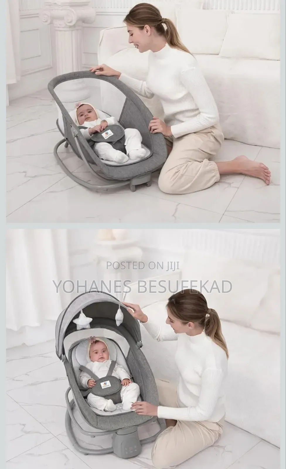 Mastela 4-in-1 Baby Bassinet Rocker Boucer የልጆች ማስተኛ