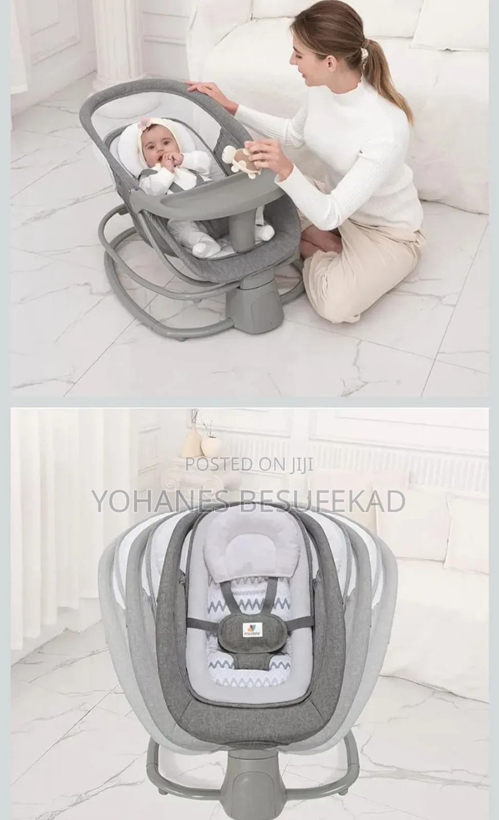 Mastela 4-in-1 Baby Bassinet Rocker Boucer የልጆች ማስተኛ