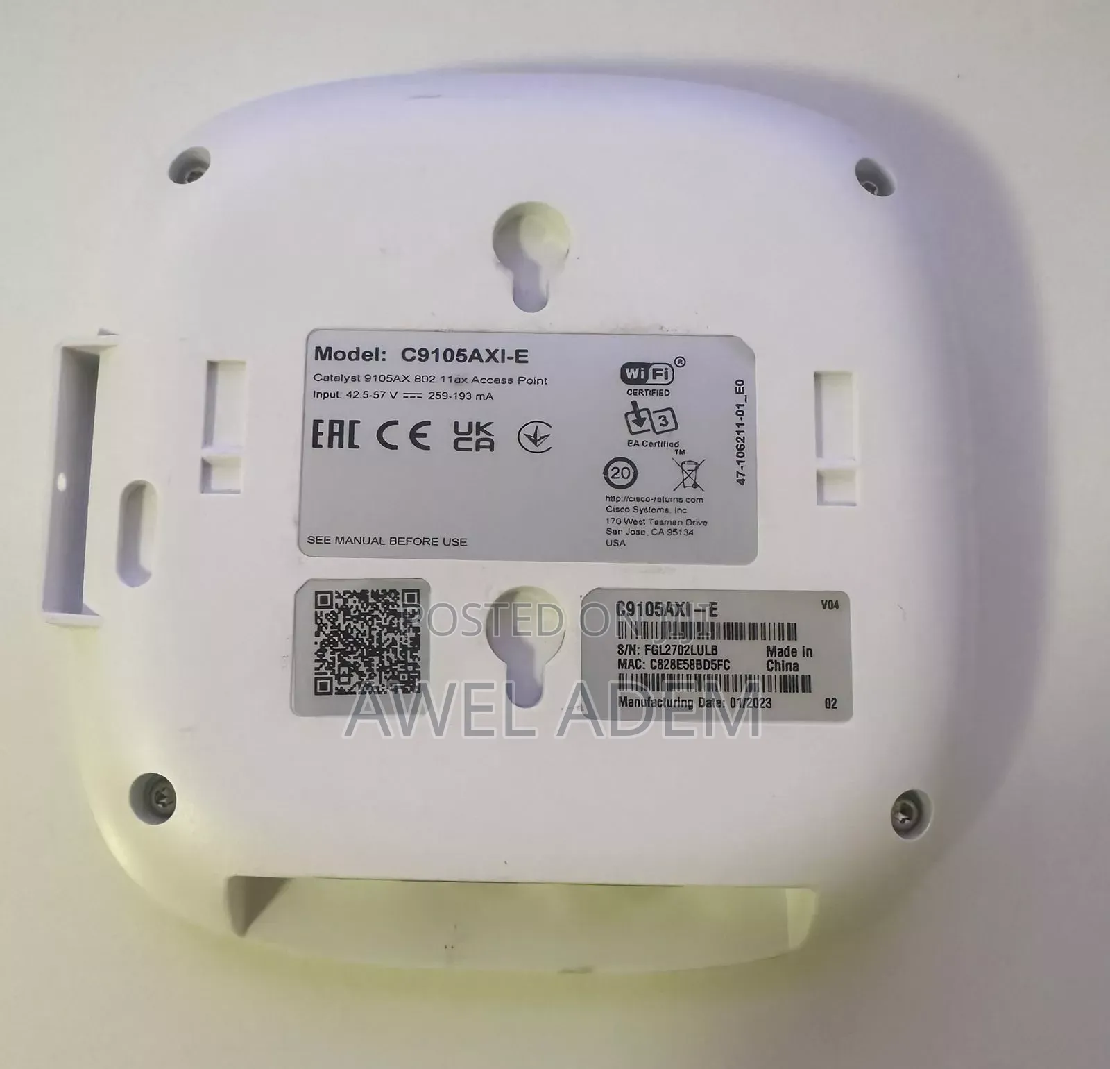 Cisco Catalyst 9105axi-B Wireless Dual-Band Wi-Fi 6 Access Point