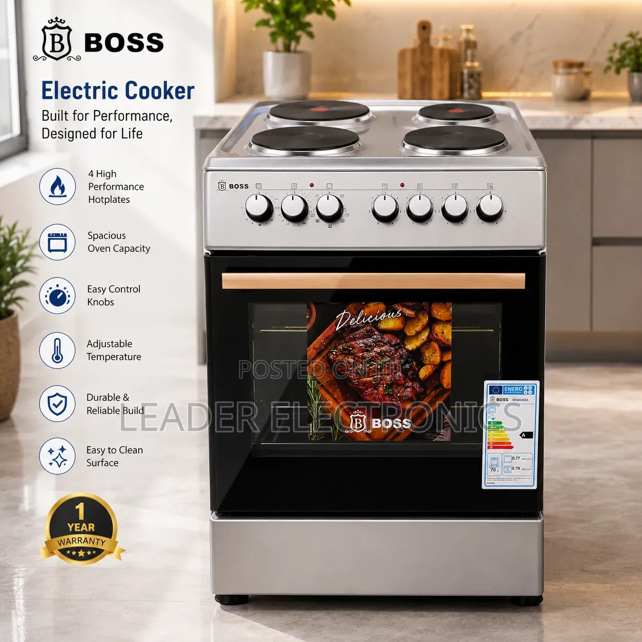 Boss Oven 60×60cm Stainless Steel – Free Delivery | 5 Year Warranty