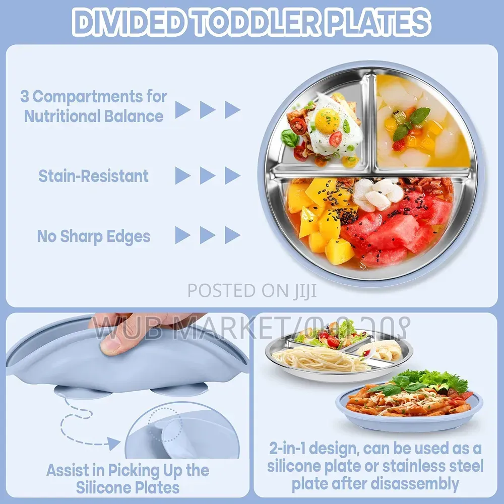 6 in 1 Premium Silicone Feeding Set-ጥራት ያለው የልጆች መመገቢያ