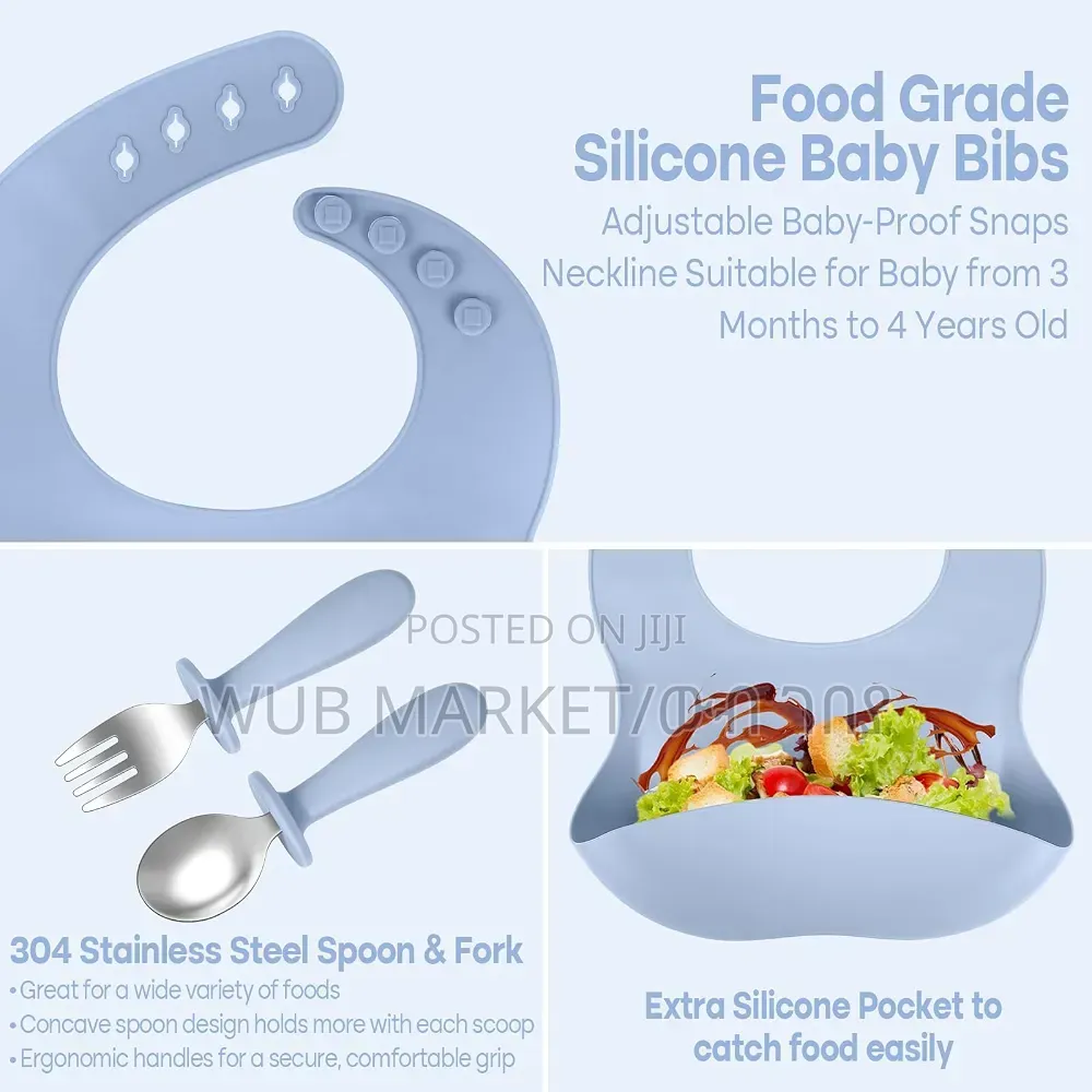 6 in 1 Premium Silicone Feeding Set-ጥራት ያለው የልጆች መመገቢያ