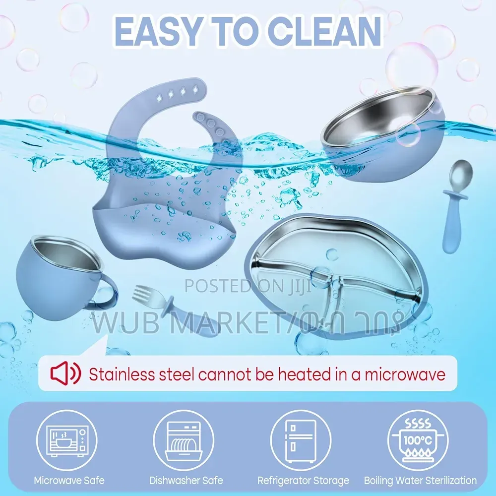 6 in 1 Premium Silicone Feeding Set-ጥራት ያለው የልጆች መመገቢያ
