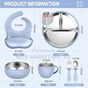 6 in 1 Premium Silicone Feeding Set-ጥራት ያለው የልጆች መመገቢያ