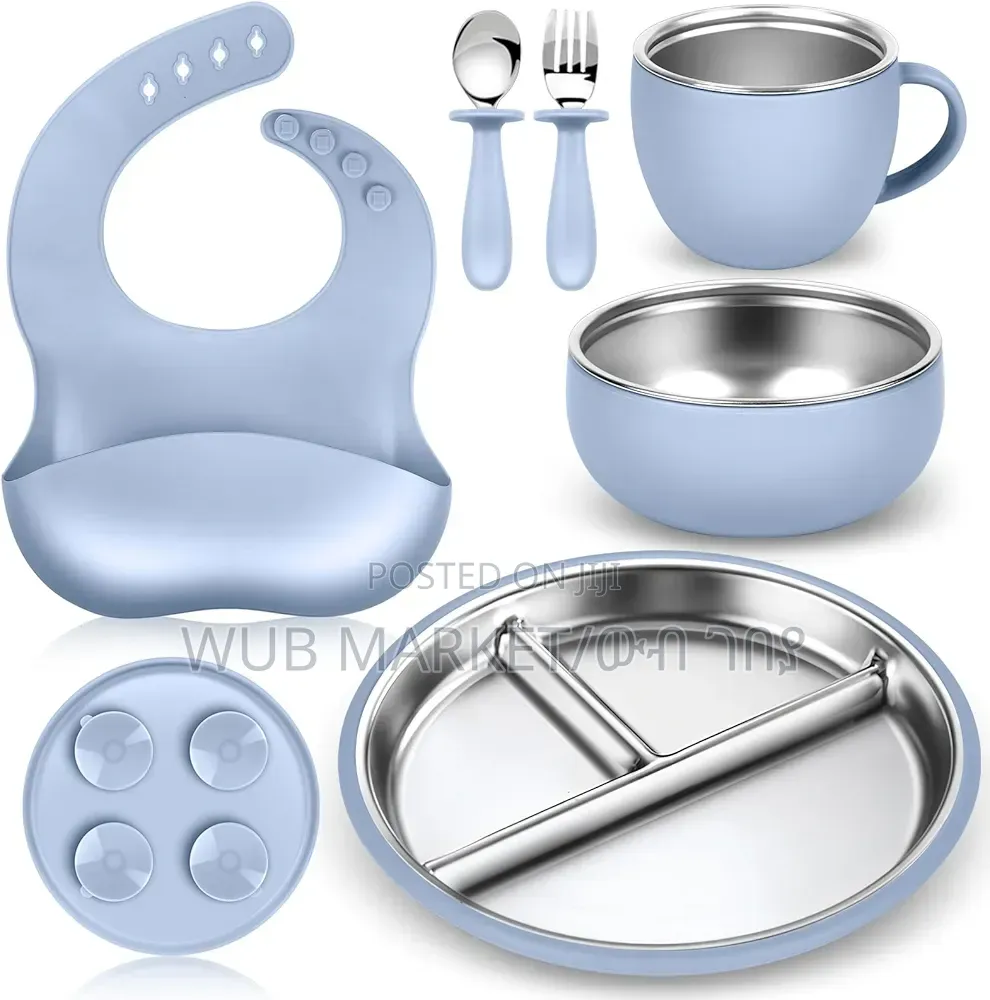6 in 1 Premium Silicone Feeding Set-ጥራት ያለው የልጆች መመገቢያ