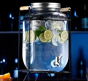 Premium Glass Beverage Dispenser With Metal Stand Leak-Proof Spigot