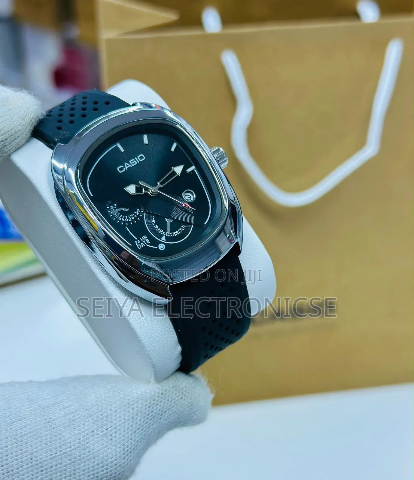 Casio Analog Watch Blue Dial and a Blue Perforated Strap.