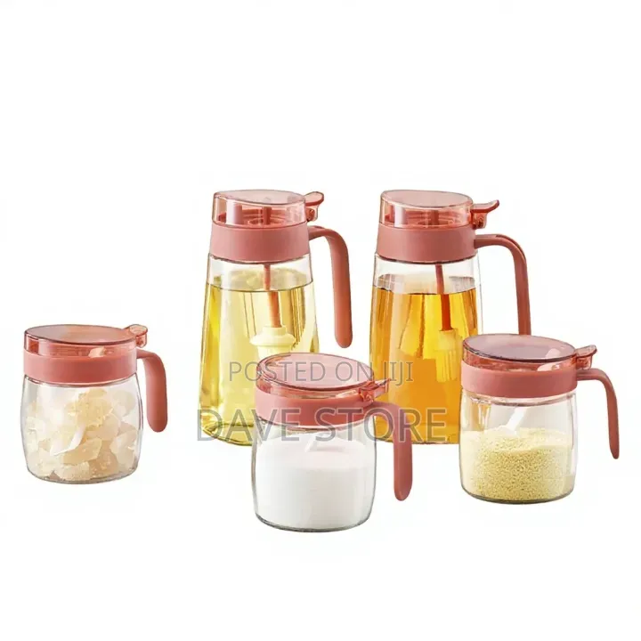 5 Pieces of Glass Spice and Oil Set