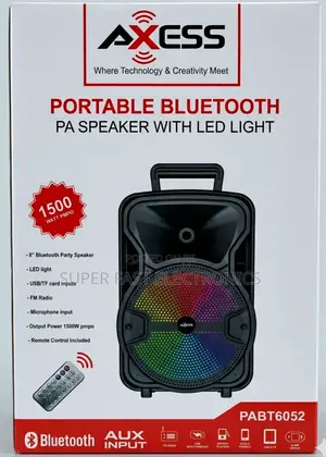 Axess 8" Speaker System With Led Party Lights, Remote Control