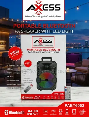 Axess 8" Speaker System With Led Party Lights, Remote Control