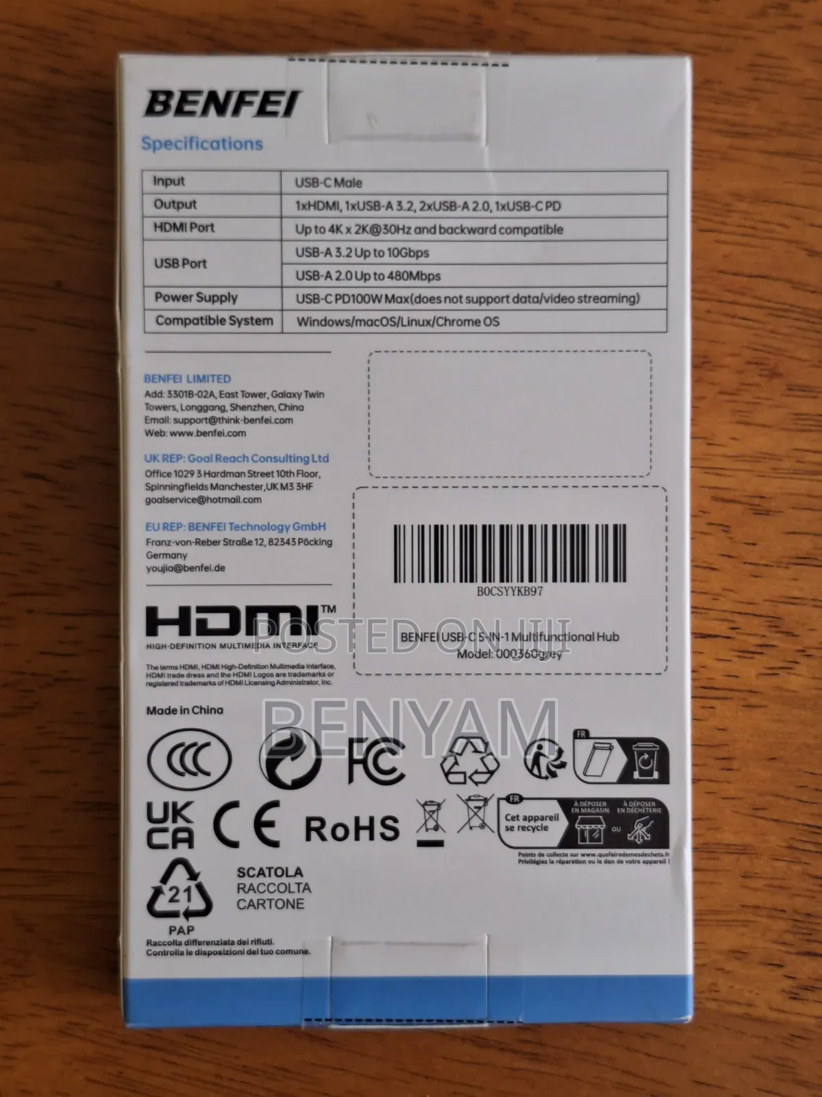 Benfei Usb-C 5-in-1 Multifunctional Hub