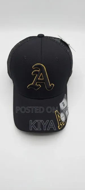 Premium Embroidered Gothic "A" Trucker Cap – Black Gold (57cm)