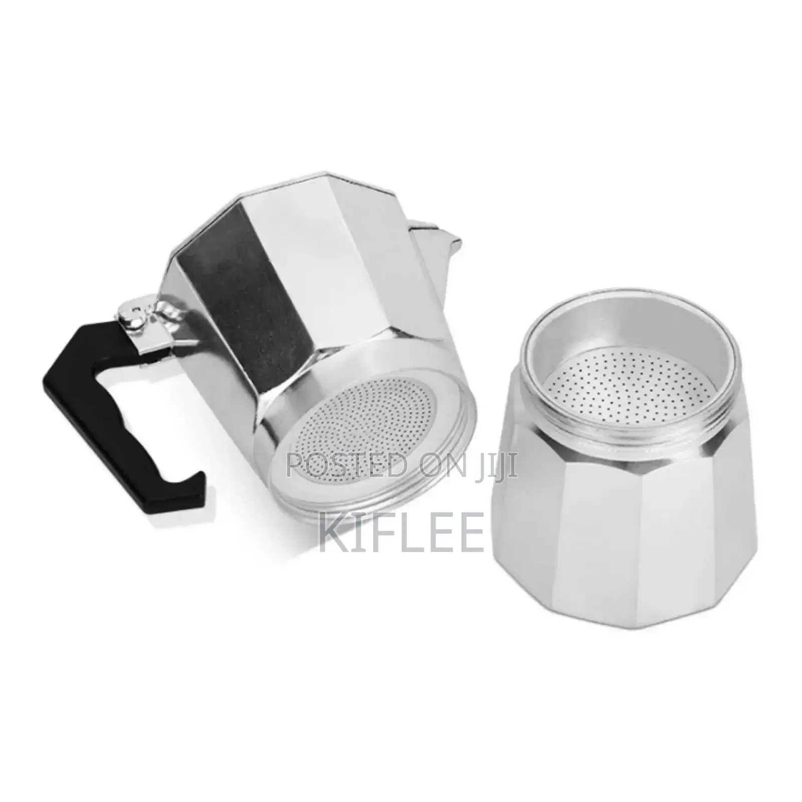 Classic Silver Aluminium Moka Pot (የምድጃ ላይ የቡና ማፍያ)
