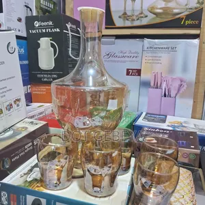 This Amber-Colored Decanter and Glass Set,