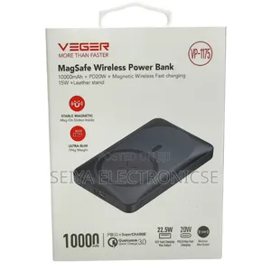 Veger 10000mah Magnetic Wireless Power Bank, Fast-Charging